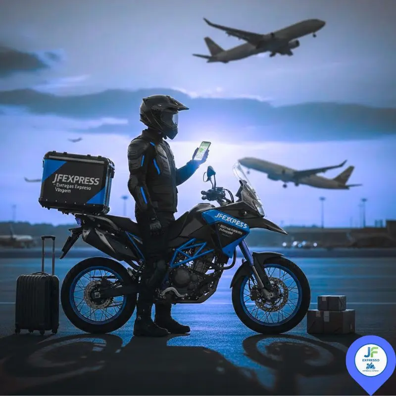 "Serviço de motoboy express para entregas e coletas em aeroportos."
